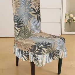 Dakshya Industries Grey 6 Pieces Floral Printed Chair Covers-image-2