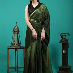 VRAGI Ready to Wear Ombre Dyed Chinon Saree with Blouse Piece-image-99