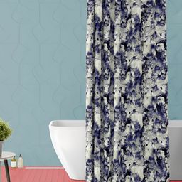 ArtzFolio Beige & Blue Printed Waterproof Shower Curtain-image-12