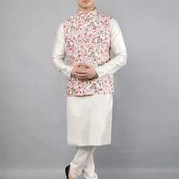 Manish Creations Mandarin Collar Straight Kurta With Churidar And Nehru Jacket-picture-54