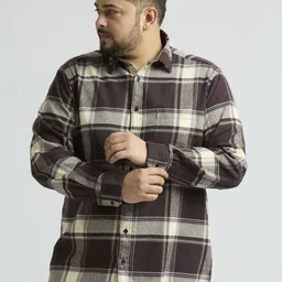 Sizeupp Men Plus Size Standard Oversized Fit Tartan Checked Cotton Formal Shirt-picture-13
