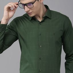 V Dot Men Olive Green Slim Fit Printed Formal Shirt-image-59
