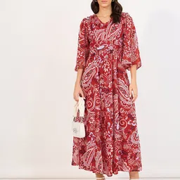 Styli Women Ethnic Motifs Printed fit and flare Maxi Dress-image-98