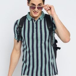 ARRAY Men Striped Polo Collar T-shirt-88