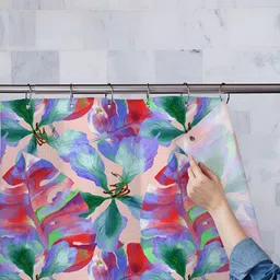 ArtzFolio Pink & Blue Tropical Printed Waterproof Shower Curtain-image-49