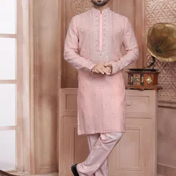EVASTRO Ethnic Motifs Embroidered Mirror Work Pure Cotton Straight Kurta With Trousers-image-57
