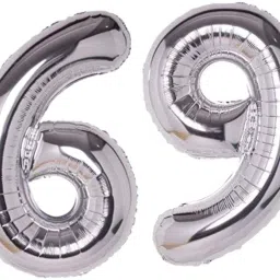 Solid Blue Foil Number 69 Letter Balloon-image-55