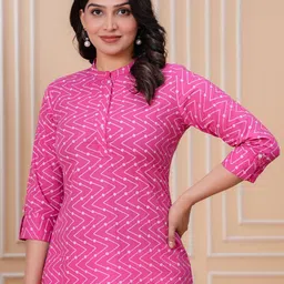 BAESD Geometric Women Printed Mandarin Collar Cotton Top-picture-39