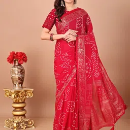 LeeliPeeri Designer Bandhani Poly Chiffon Bandhani Saree-picture-41