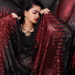 DIVASTRI Embellished Sequinned Pure Georgette Saree-picture-4