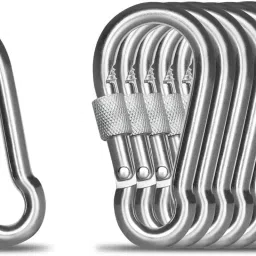 Fitness M8x80mm Heavy Duty Safety Lock Cable Attachment 8PC Locking Carabiner-image-45