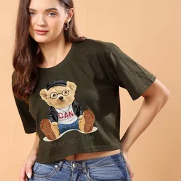 SWIFTLY Women Printed Bio Finish Applique T-shirt-image-96