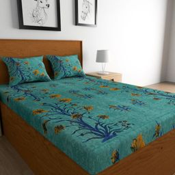 METRO LIVING Green & Yellow Printed Cotton 104 TC Queen Bedsheet Set 2.35 m x 2.1 m-image-80