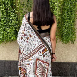 Mitera Warli Zari Block Print Saree image 3