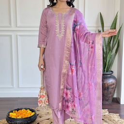 Siya Fashion Women Floral Embroidered Kurta with Trousers & Dupatta-picture-39