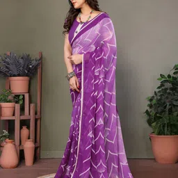 VILLAGIUS Printed Pure Georgette Block Print Saree image 5
