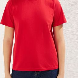 Trendyol Women High Neck Drop-Shoulder Sleeves Cut Outs T-shirt-image-95