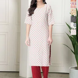 7Threads Selection Of 6 Floral Printed Round Neck Straight Kurta-image-42