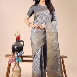Astita Geometric Woven Design Zari Banarasi Saree-image-83