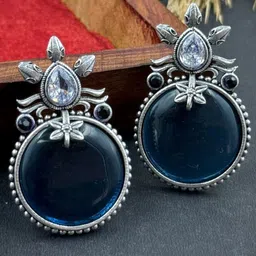 NAMAN ARTS Silver-Plated Artificial Stones StuddedCircular Studs-43