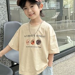 LULU & SKY Boys Typography Printed Hooded Raw Edge T-shirt-image-36
