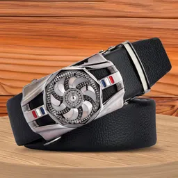 WINSOME DEAL Men Textured Slider Buckle Formal Belt-image-101
