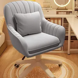 Oakcraft Grey Striped Velvet Adjustable Study Chair-6