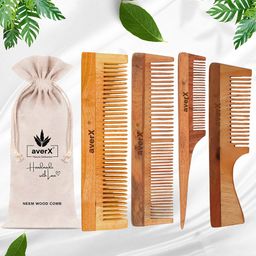 averX Set Of 4 Kacchi Neem Wood Comb image 4
