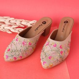 Pairs4U Embellished Ethnic Platform Mules-46