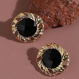 BEYTER Sterling Silver Gold-Plated Artificial Stones Studded Circular Shaped Studs-10
