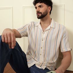 WROGN Men Comfort Striped Casual Shirt-image-64