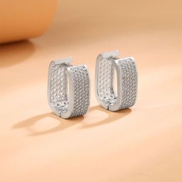 Yellow Chimes Rhodium-Plated Crystals Studded Contemporary Studs Earrings-image-77