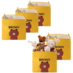 Aura 5-Pcs Yellow & Brown Foldable Storage Box Big Size With Handles -75 L-12