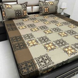 Pure Decor Brown & Beige Ethnic Motifs 220 TC Queen Bedsheet with 2 Pillow Covers-image-33