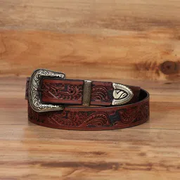 Celtic Unisex Textured Leather Formal Belt-image-47