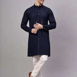 AWM Men Cotton Solid A-Line Kurta-image-15