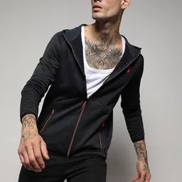 Campus Sutra Black Hooded Windcheater Sporty Jacket-image-12