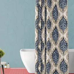 ArtzFolio Beige & Blue Ethnic Motifs Printed Waterproof Shower Curtain-15