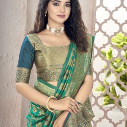Shreyansh creation Ethnic Motifs Woven Design Zari Banarasi Saree-image-66