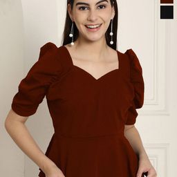 Tromko Women Pack Of 2 Sweetheart Neck Peplum Top-image-89