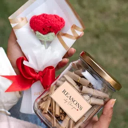 Confetti Gifts Red Crochet flower With 52 Reasons why I Love You Jar Home Gift Sets-picture-20