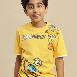 Kids Ville Boys Minions Graphic Printed Round Neck Pure Cotton Regular Fit T-shirt-image-19
