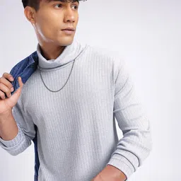 glitchez Relaxed Textured Turtle Neck T-shirt-image-20