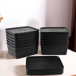 Aura Black 12 Pieces Storage Box With Lid-42