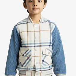 Ed-a-Mamma Boys Checked Outdoor Puffer Jacket with Embroidered-image-81