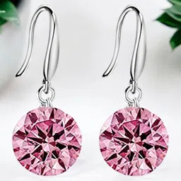 Nilu's Collection Silver-Plated Cubic Zirconia Studded Contemporary Drop Earrings-51