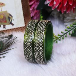 TAJ BRIDAL STORE Set Of 2 Rhinestone Studded Kada Bangles-image-36