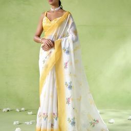 Kalista Floral Printed Cotton Saree-image-91