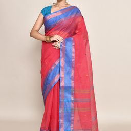 PUKU Ethnic Motifs Woven Design Pure Cotton Taant Saree-picture-55