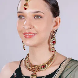 VATSALYA creation Alloy Gold- plated Multicolor Jewellery Set-88